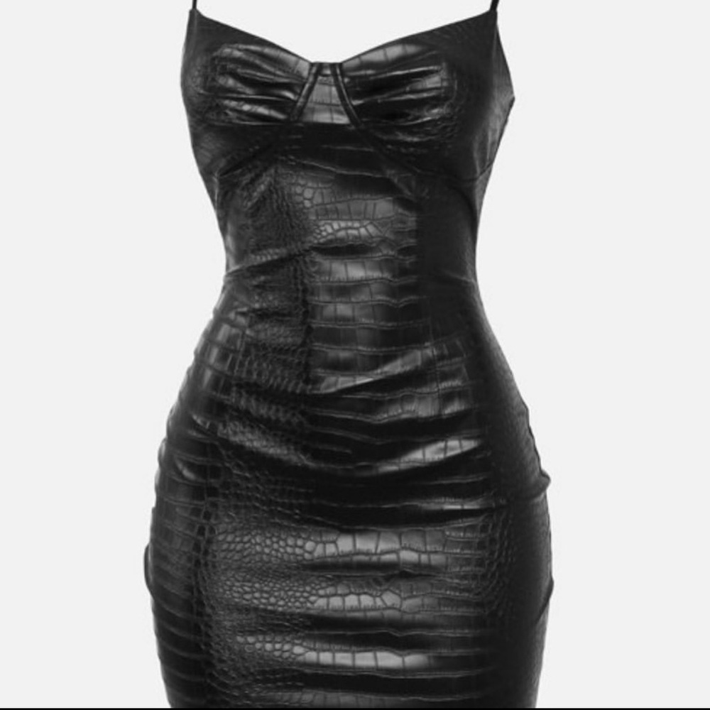 Faux leather snake print dress